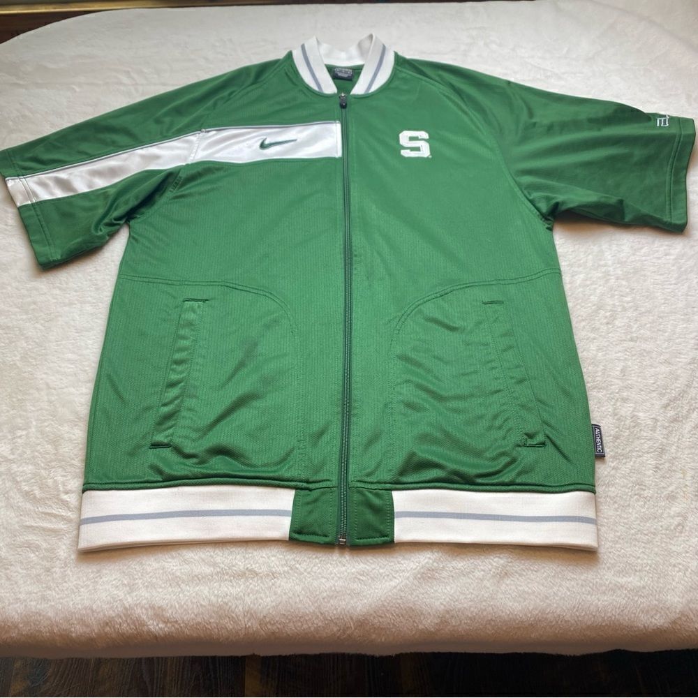 Nike Team Michigan Spartans Front Zip Shooting Warm Up Shirt Size Medium